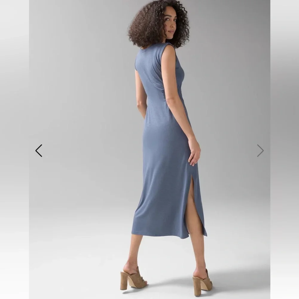 WHBM sleeveless smocked slub maxi dress - Picture 4 of 7